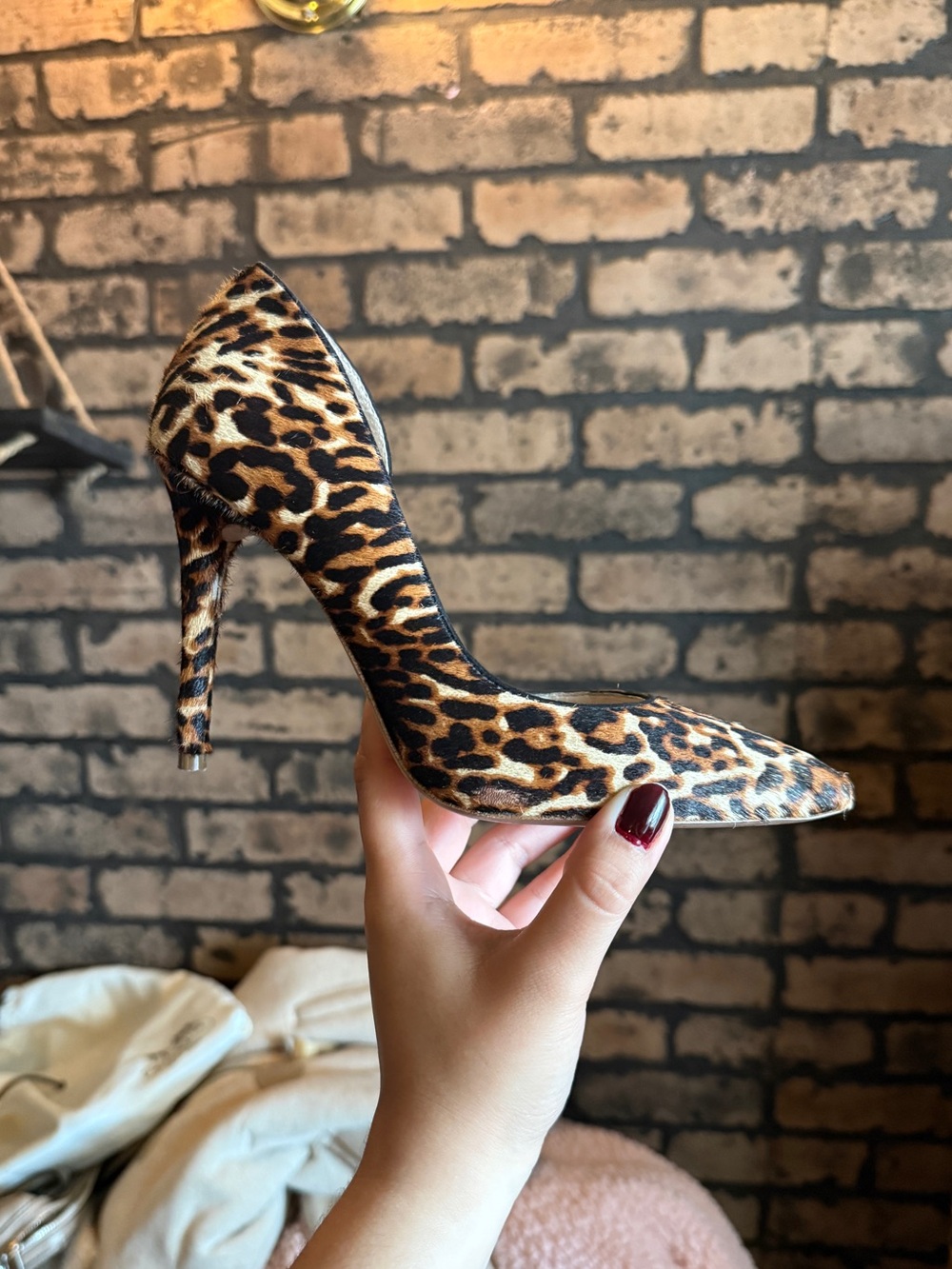 Jessica Simpson Leopard Faux Pony Hair Pointed d'Orsay Heels Stiletto Size 6